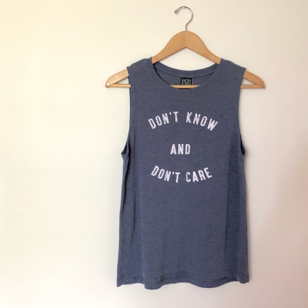 don’t know and don’t care muscle tee